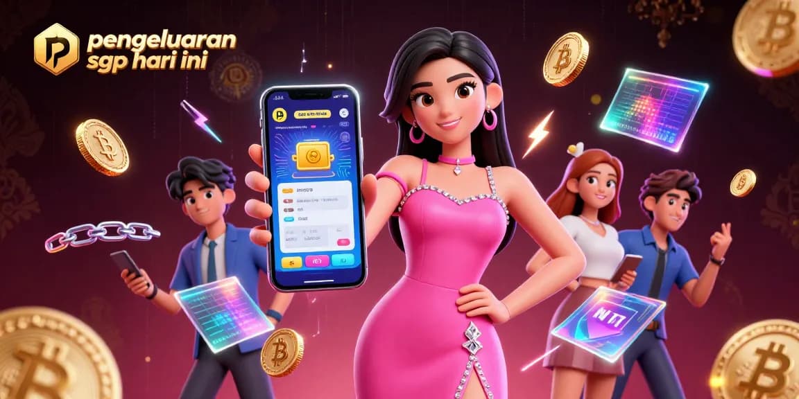 Check the pengeluaran sgp hari ini with a stylish Asian woman engaging in live lottery excitement.