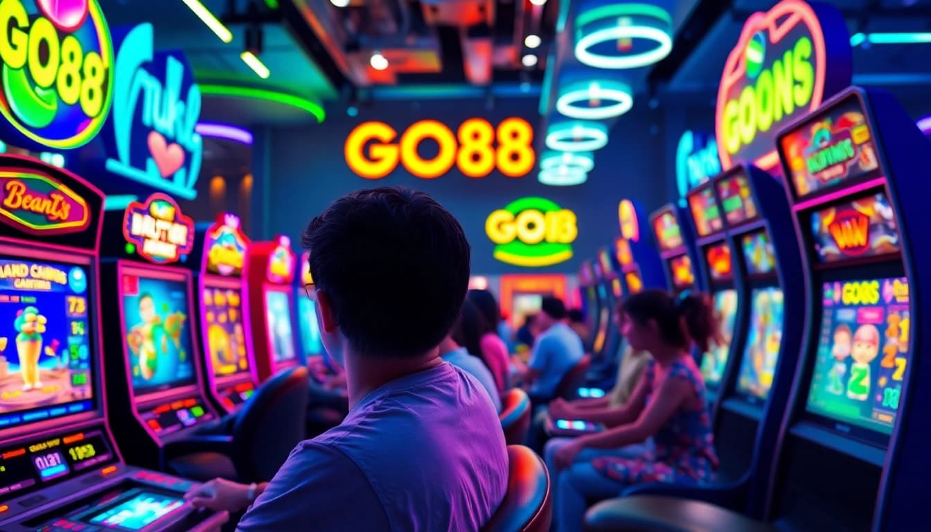 Engaging gamers experiencing the excitement of GO88, an online gaming platform.
