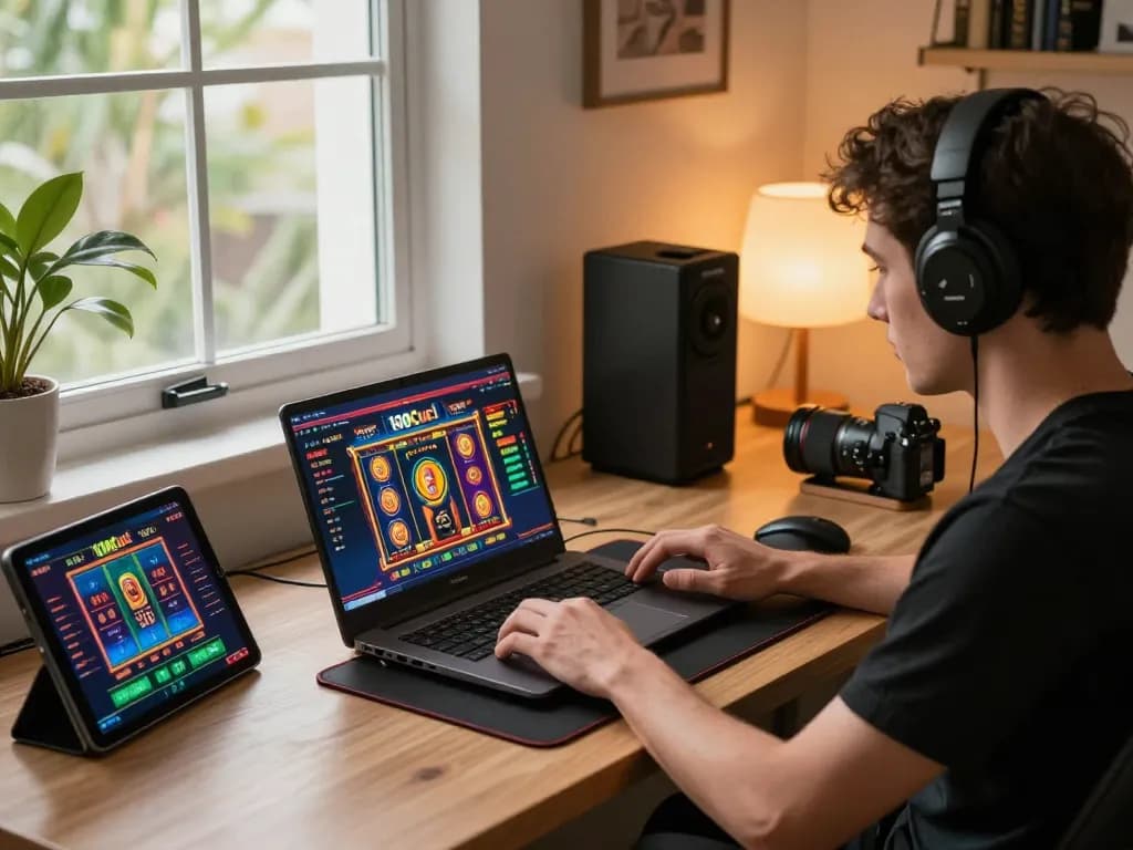 Playing free credit rm100 no deposit slots at home while using a laptop
