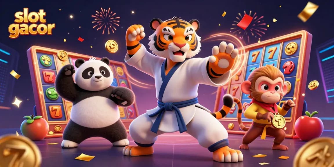 Meraih jackpot dengan slot gacor, ilustrasi kartun 3D yang menengangkan di kasino.