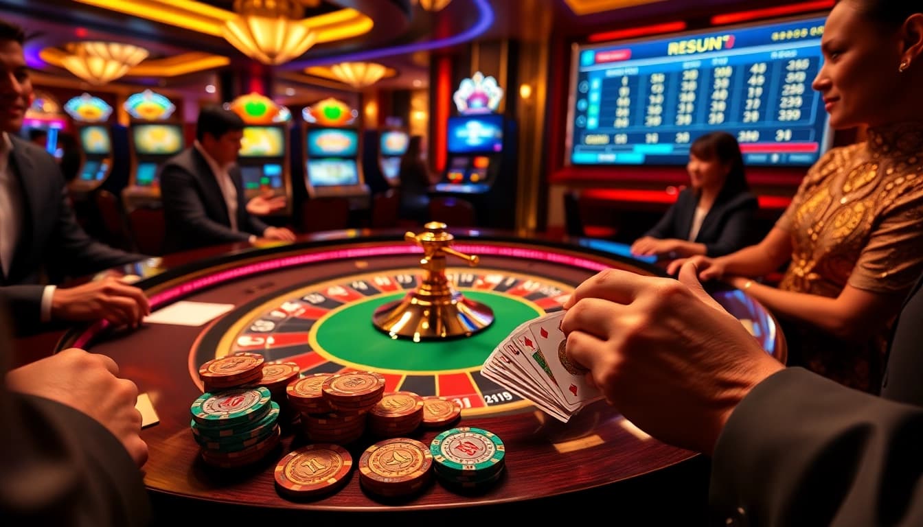 Experience the thrill of live betting with detailed visuals of Result Macau gaming action and luxurious casino ambiance.