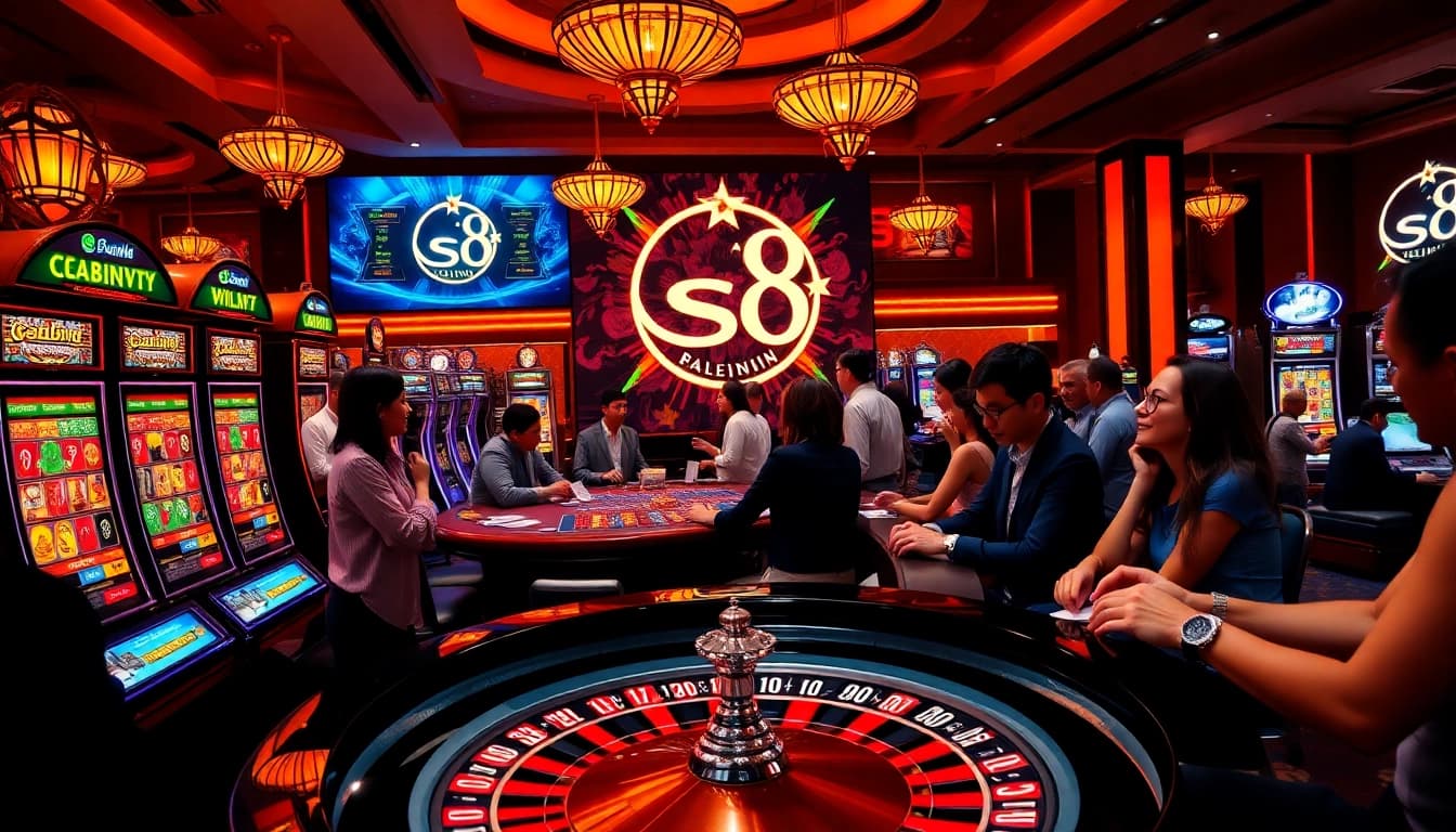 Experience the excitement of S8 gaming with engaging slot machines and roulette action.