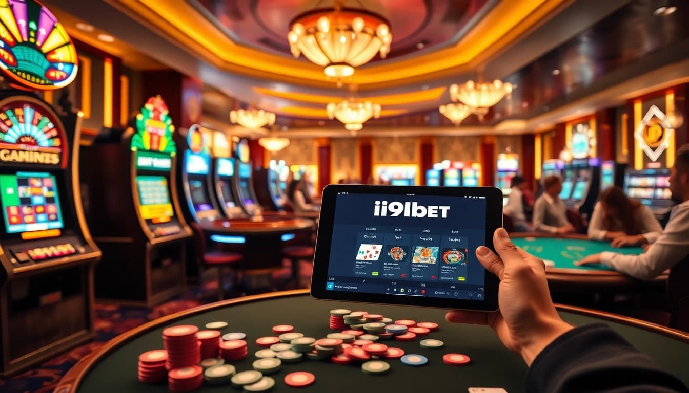 Experience the excitement of i9bet with luxury casino tables and vibrant gaming environments.