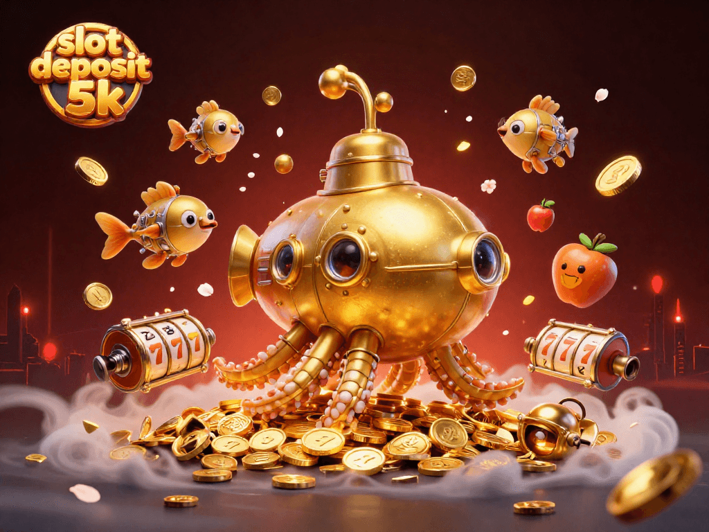 Spin the slots with excitement in this vibrant scene showcasing slot deposit 5k and thrilling game elements.