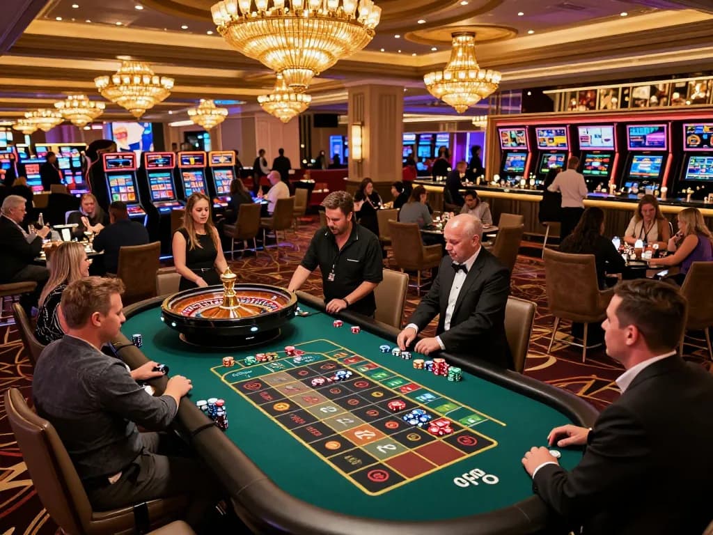 Engaging gameplay at a roulette table in a Las Vegas casino featuring tr88 atmosphere and vibrant interactions