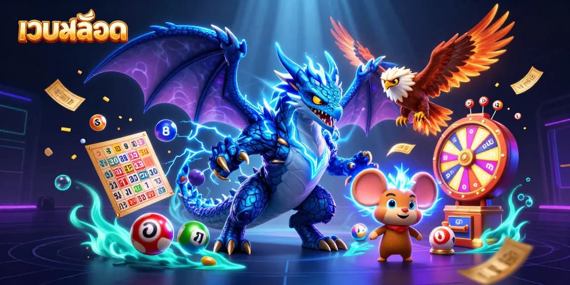 Experience the excitement of เว็บสล็อต with a dynamic scene full of colorful reels, characters, and casino elements.