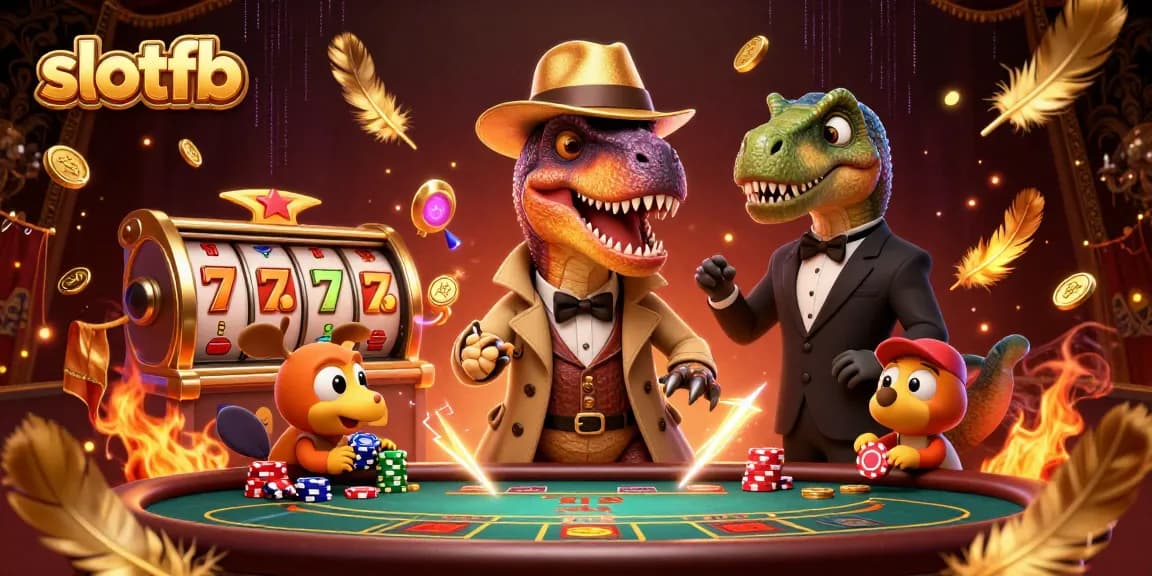Menggunakan slotfb untuk mengamati permainan kartu dengan velociraptor dan teman-temannya.