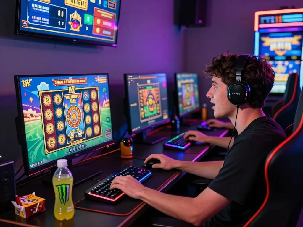 Lingkungan permainan daring yang menarik dengan pemain menikmati pengalaman mesin slot danamax790.