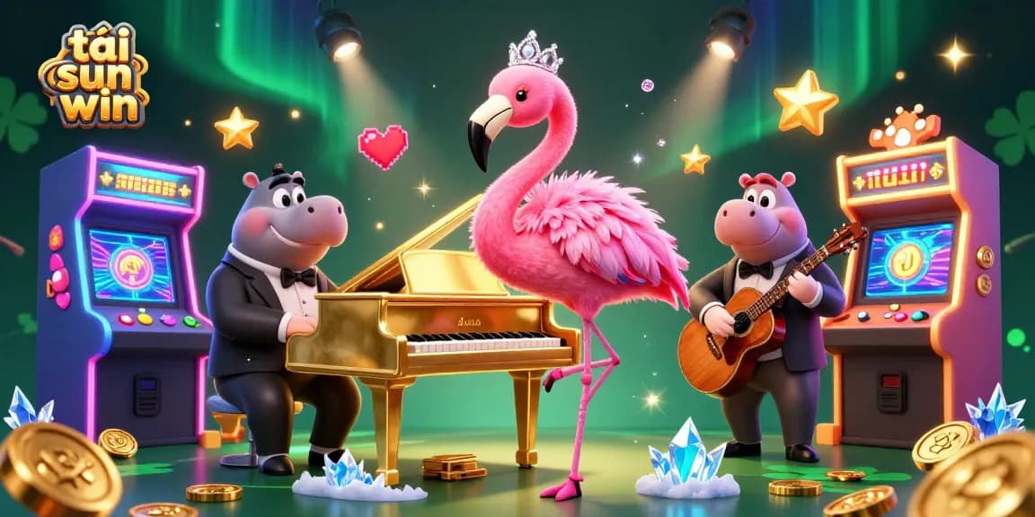 Engage in fun gaming moments with the vibrant 3D scene highlighting tải sun win and unique casino elements.