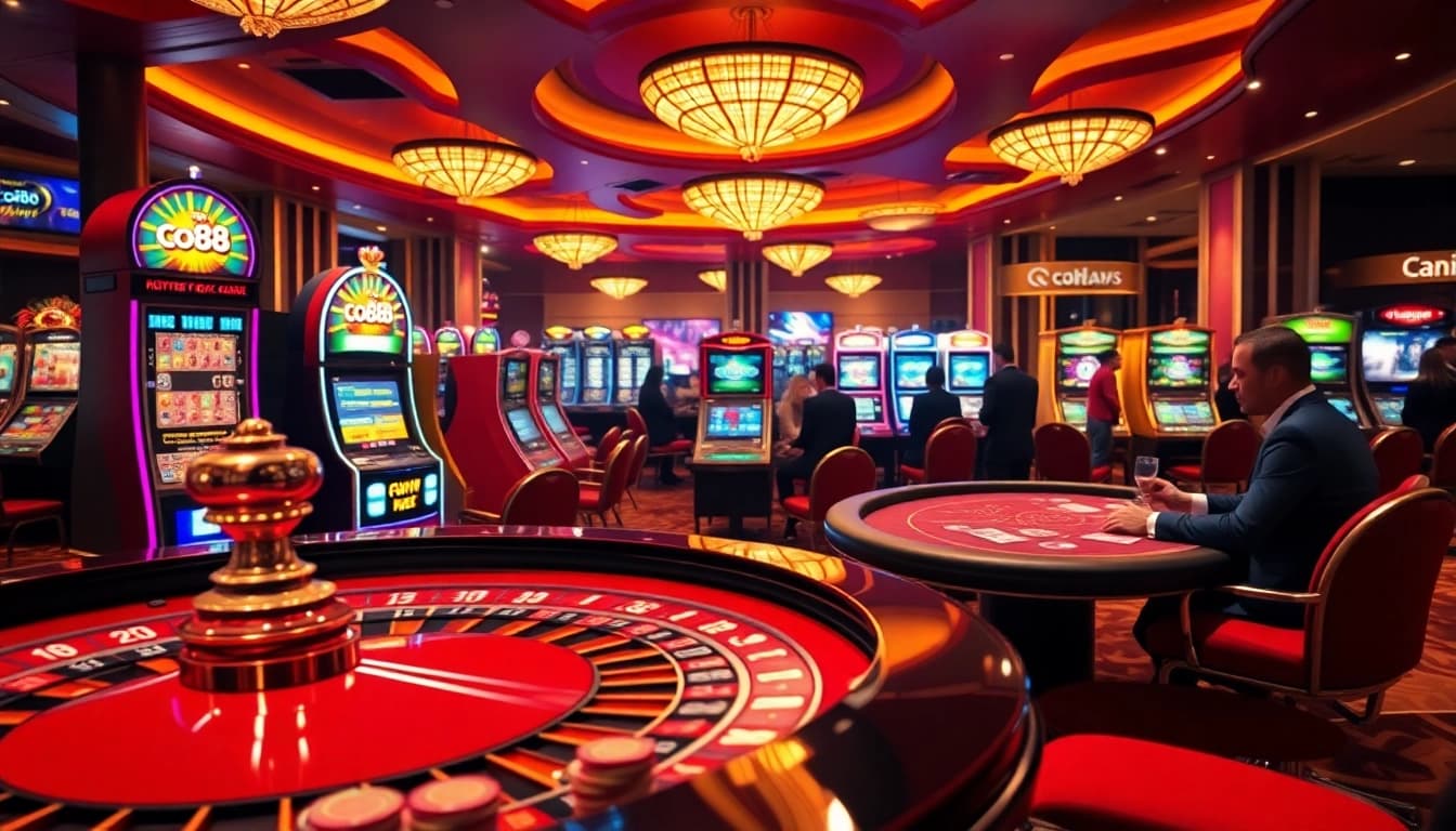 Players experiencing high-stakes excitement at the co88 casino with roulette and poker games.