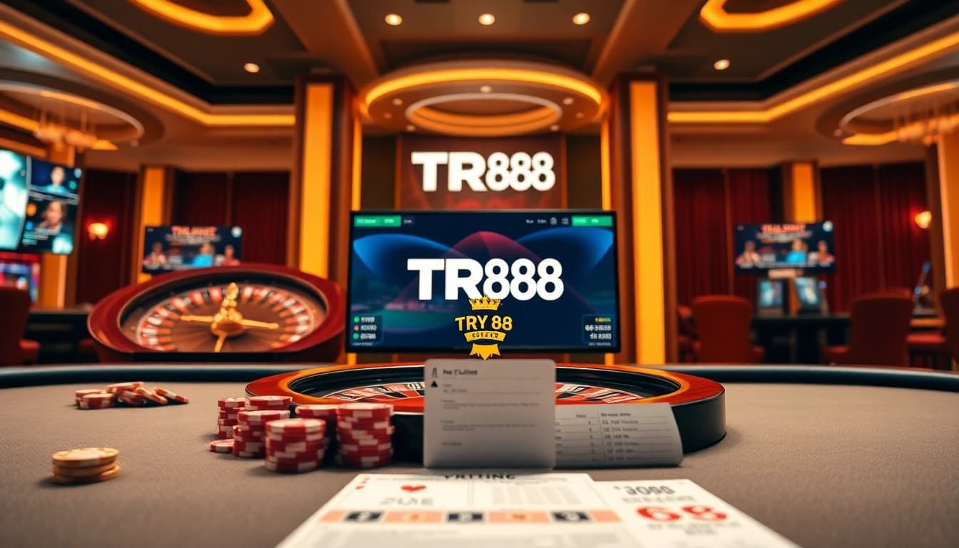 Experience TR88 at a luxurious casino with roulette and poker chips in an engaging atmosphere.