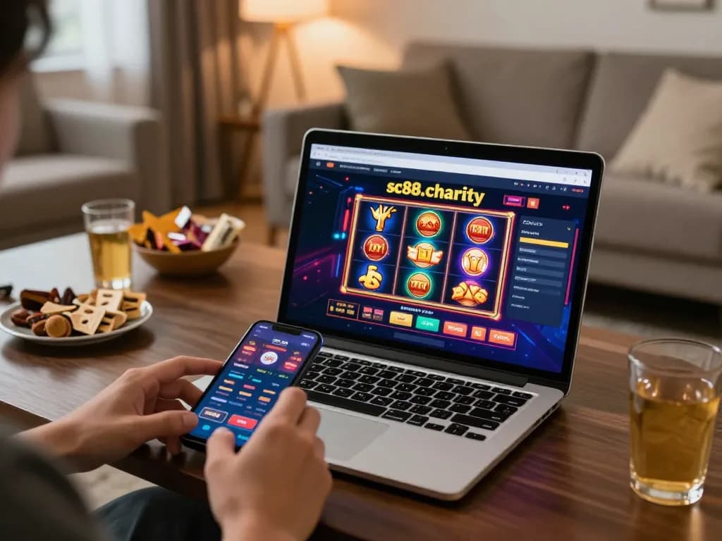 Engaging gameplay on sc88.charity's online casino interface with laptop and smartphone.