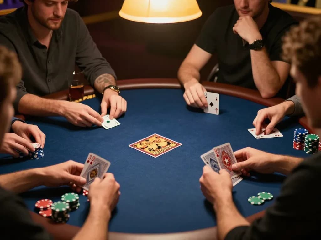 Friends enjoying an exciting poker night, showcasing mm88 strategy and camaraderie at the game table.