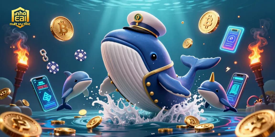 Engage with nhà cái uy tín in this vibrant 3D casino scene filled with a whale, narwhal, and dolphins.
