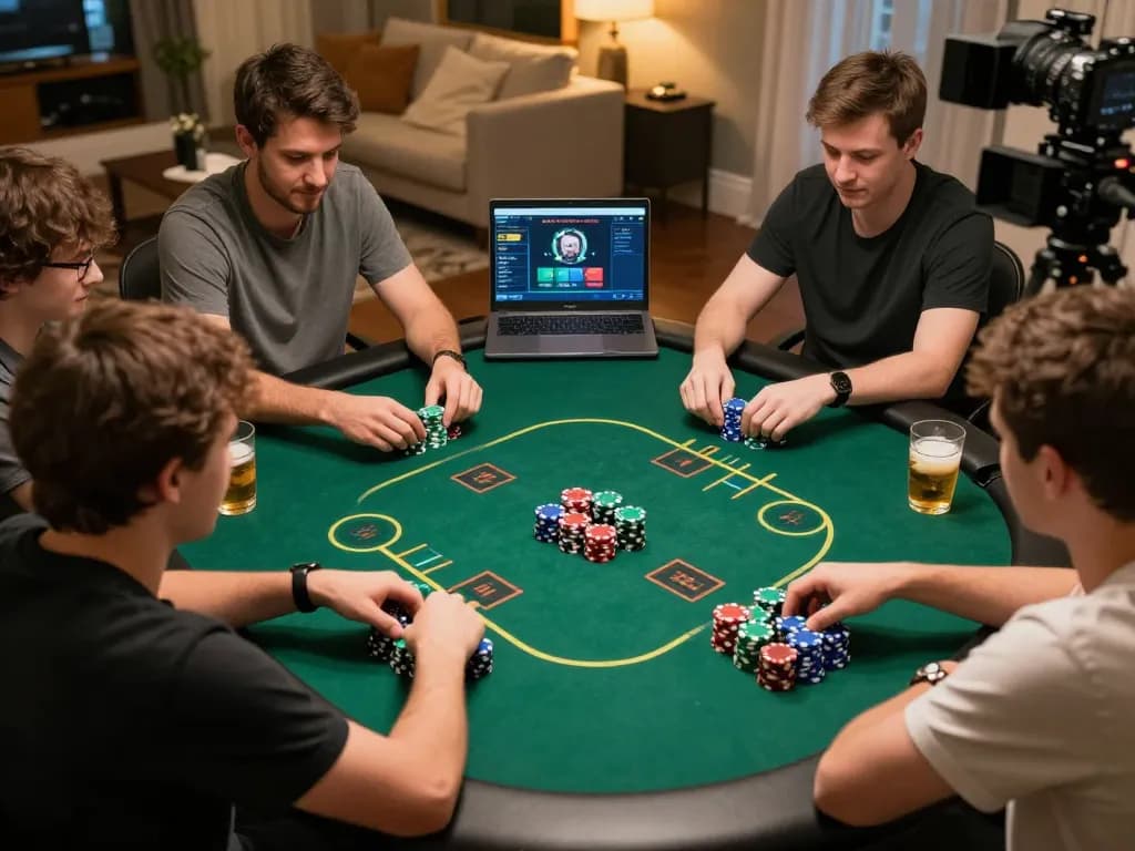 FB88 online poker gameplay showcasing players engaged in a vibrant atmosphere, strategic decisions in action