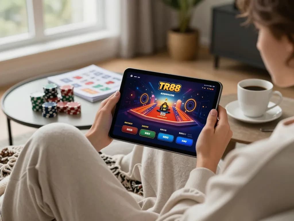 Engaging online gameplay at TR88 casino app on tablet showcases strategic betting and fun
