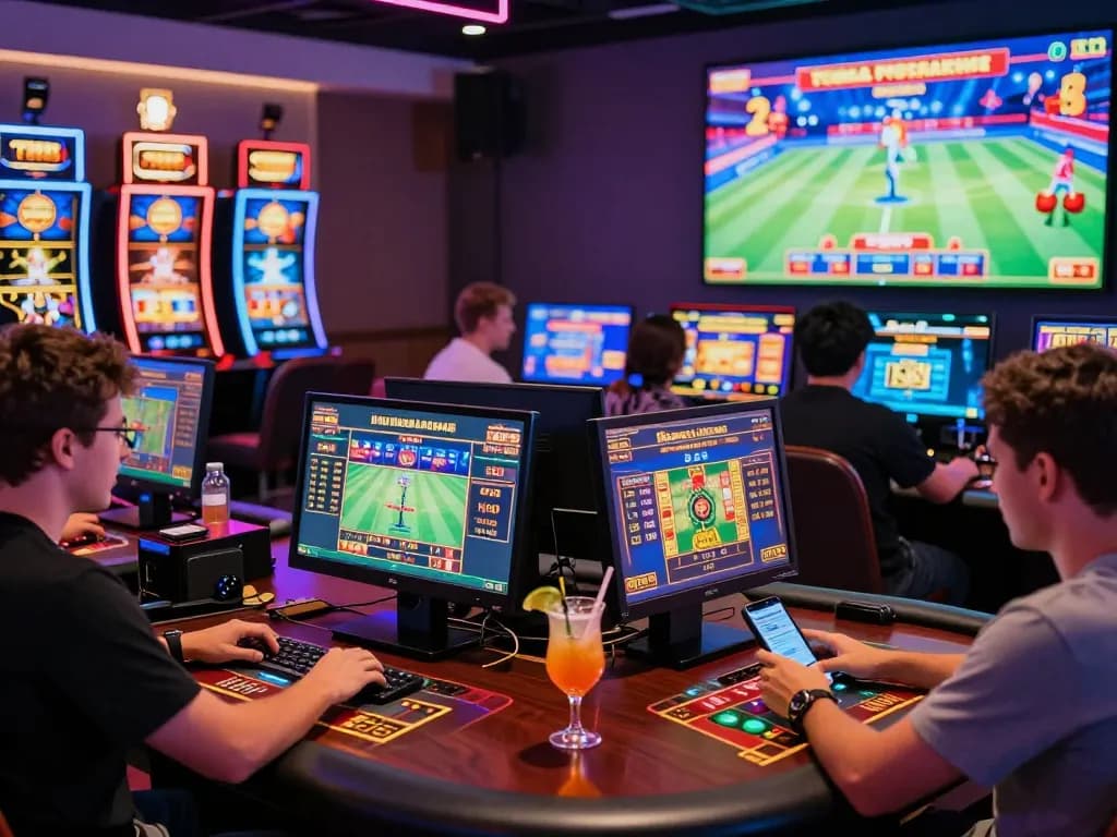 Exciting online gaming experience at TR88, vibrant atmosphere with players engaged in casino games and sports betting.