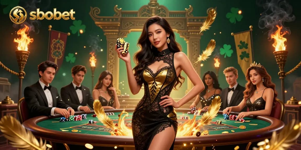 Engage with sbobet as players experience high-stakes action at a luxurious baccarat table.