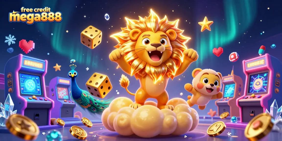 Maximize your winnings with free credit mega888 in this vibrant casino scene with engaging characters and elements.