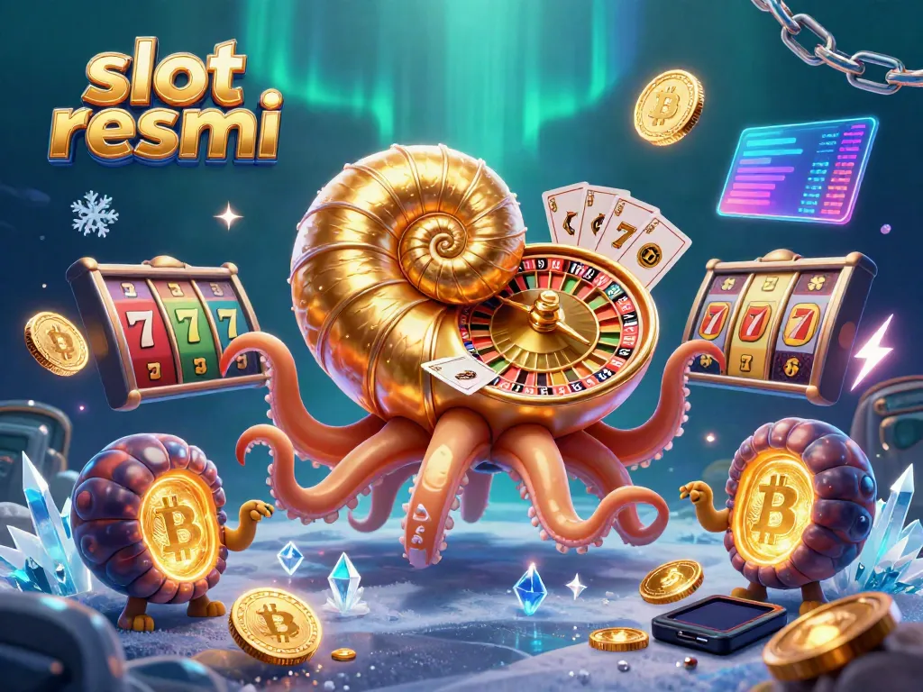 Experience immersive gameplay with slot resmi, featuring a 3D nautilus as a roulette wheel and radiant casino elements.