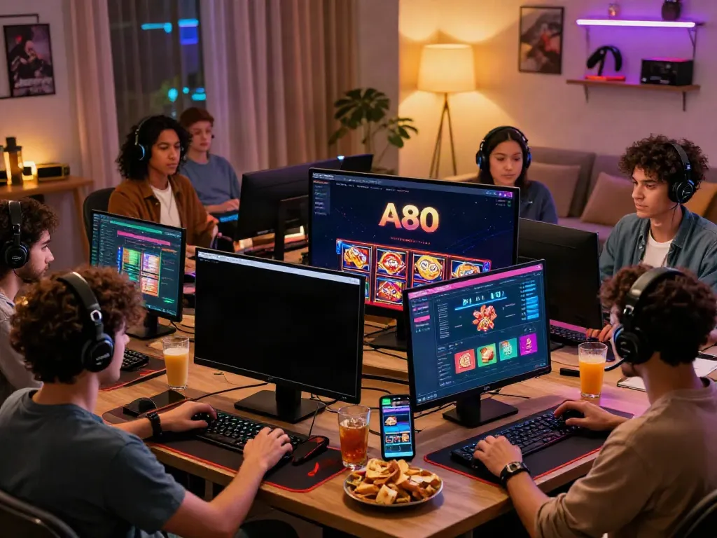 A80 online gaming platform showcasing diverse games and players engaged in an exciting virtual casino experience.