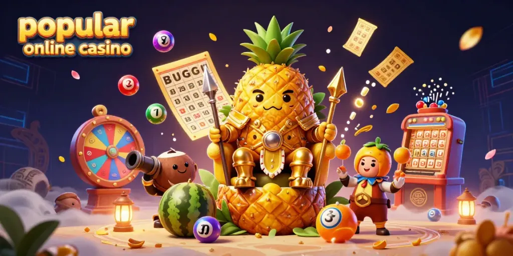 Experience the thrill of a popular online casino with a vibrant 3D illustration of a whimsical casino scene.