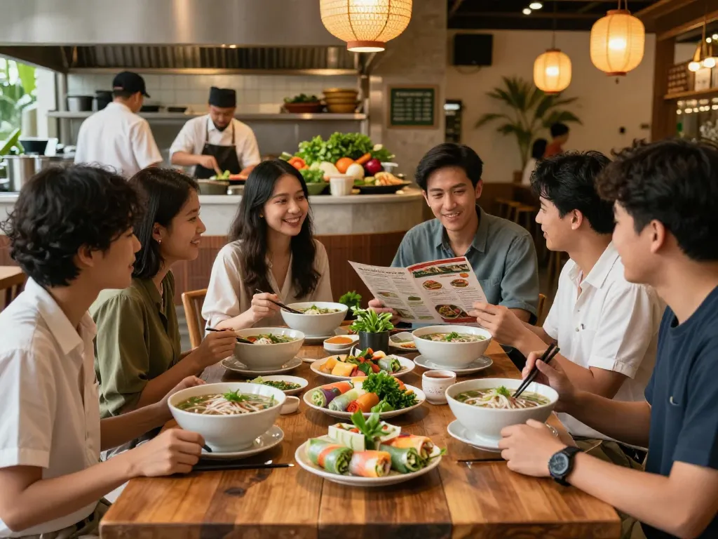 Delicious Vietnamese dining experience showcasing https://www.saigoncafesterling.com/menus with aromatic pho and fresh spring rolls.