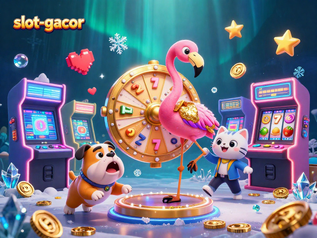 Engage with exciting slot-gacor gameplay featuring vibrant characters in a dynamic casino scene.