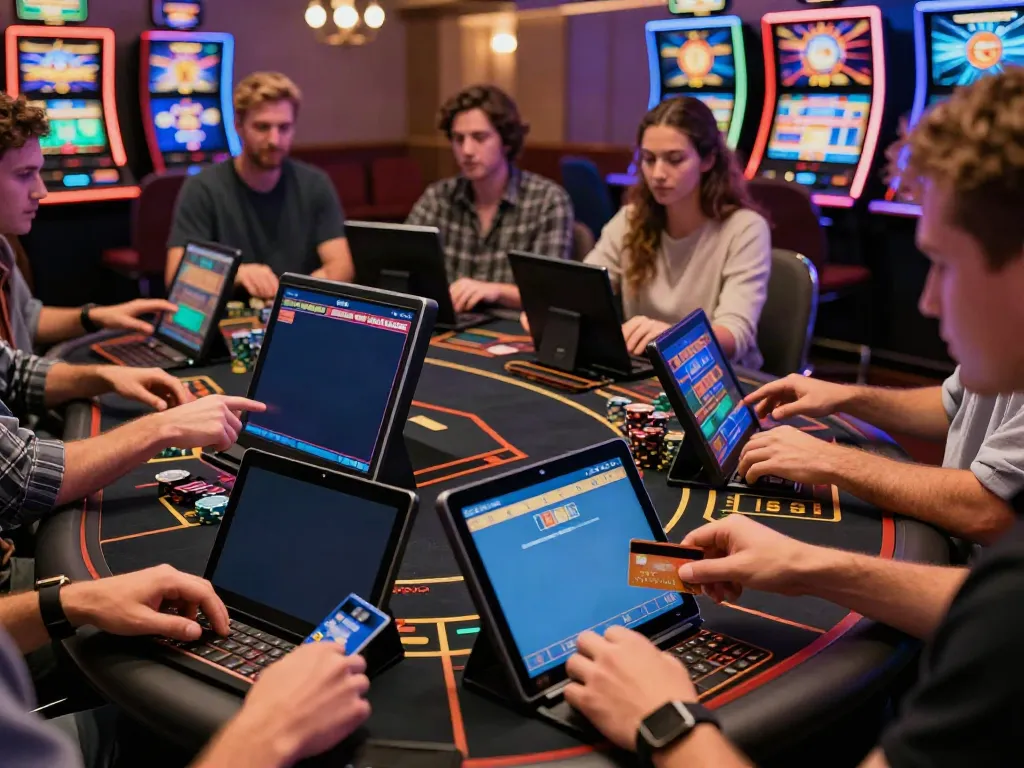Players enjoying online casinos that accept credit card with vibrant ambiance and engaging games.