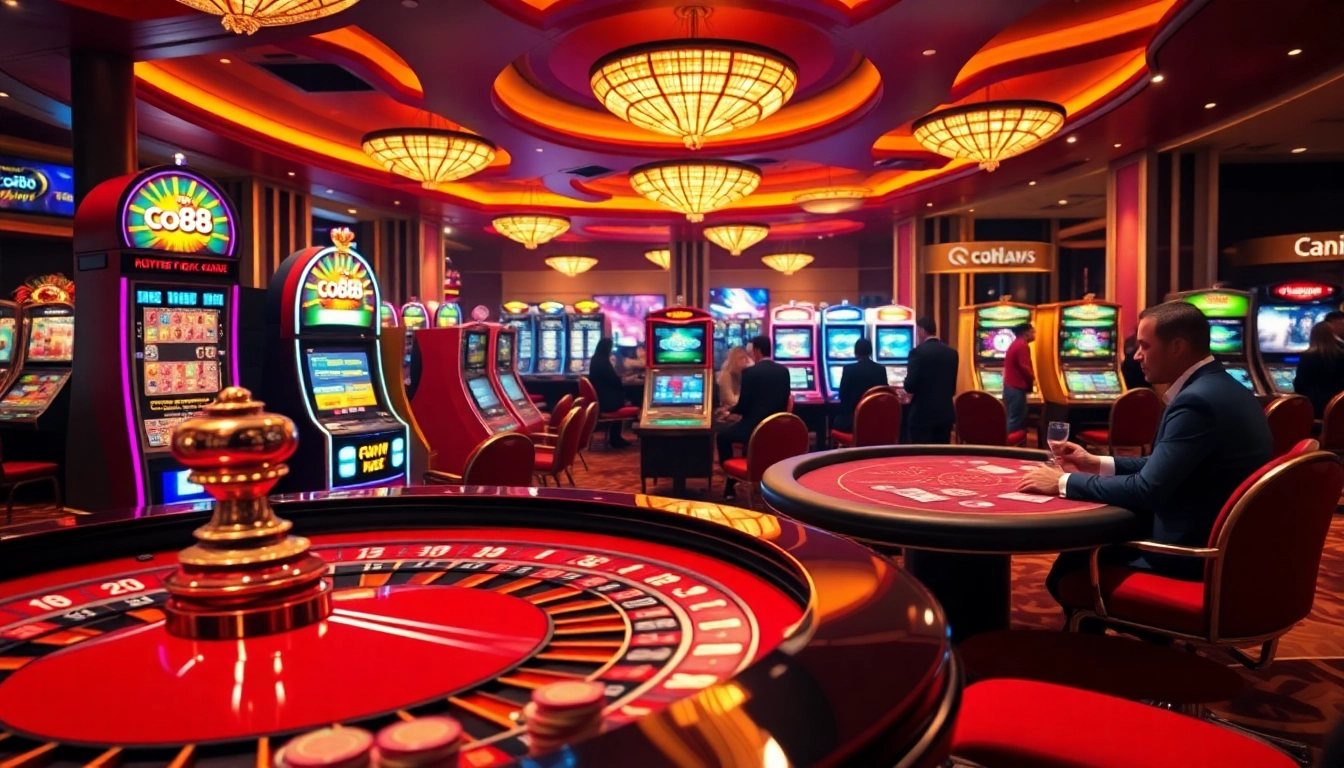 Players experiencing high-stakes excitement at the co88 casino with roulette and poker games.