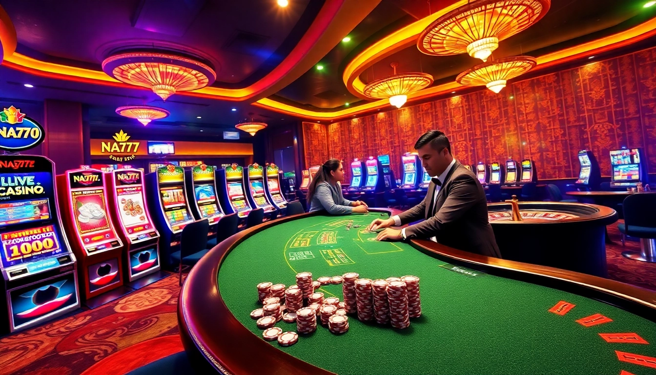 Players engaged in an exciting game at NA777's vibrant online casino atmosphere.