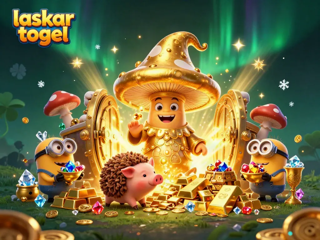Experience the thrill of laskar togel with a golden wizard, treasure, and dynamic casino elements.