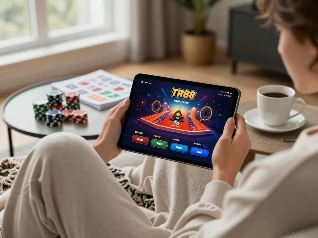 Engaging online gameplay at TR88 casino app on tablet showcases strategic betting and fun