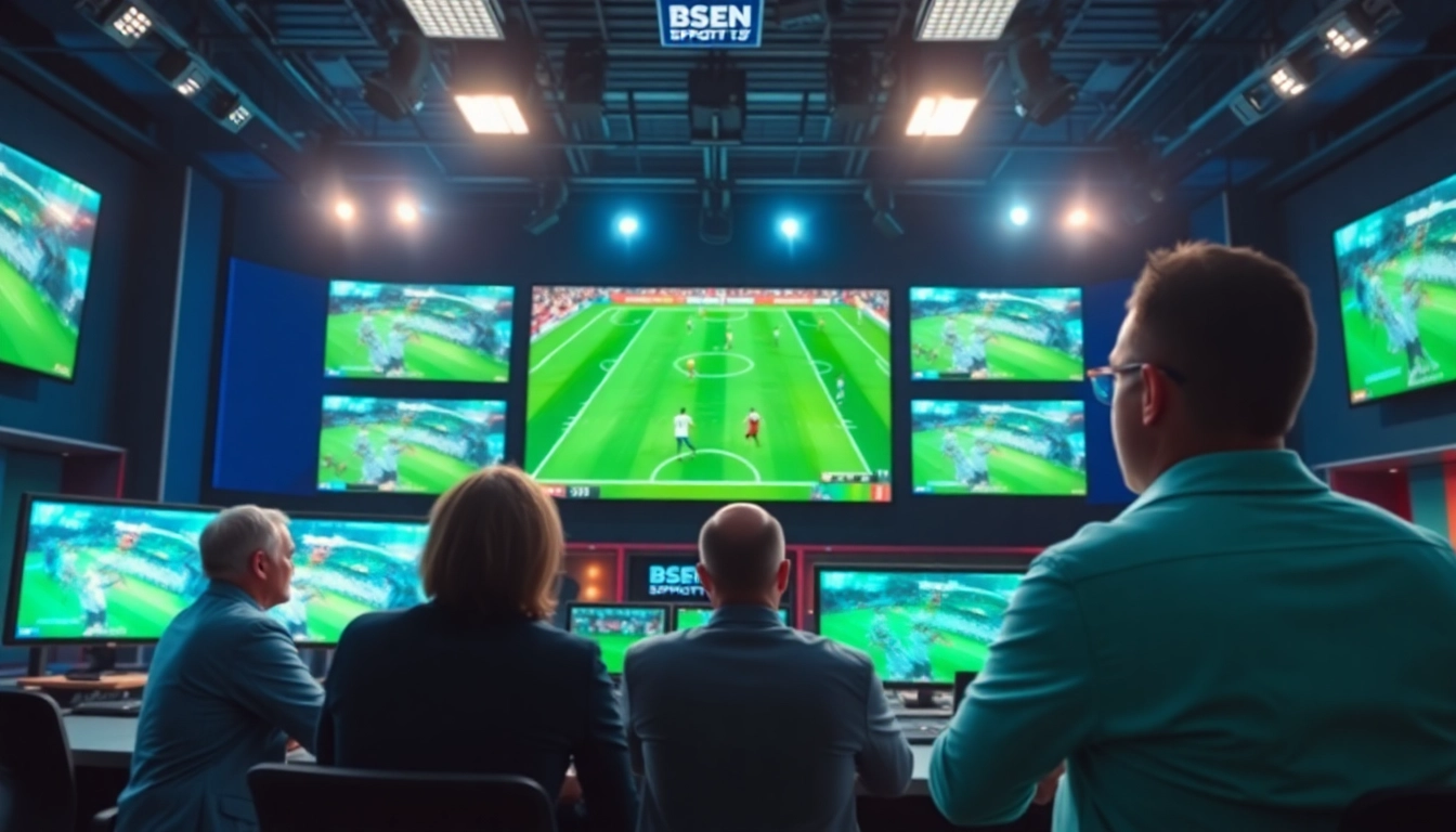 Engaging scene of Sports Broadcasting with live commentary and dynamic game coverage.
