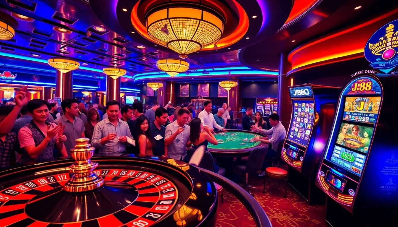 Experience thrilling gameplay at j88 casino with dynamic roulette action and excited players.