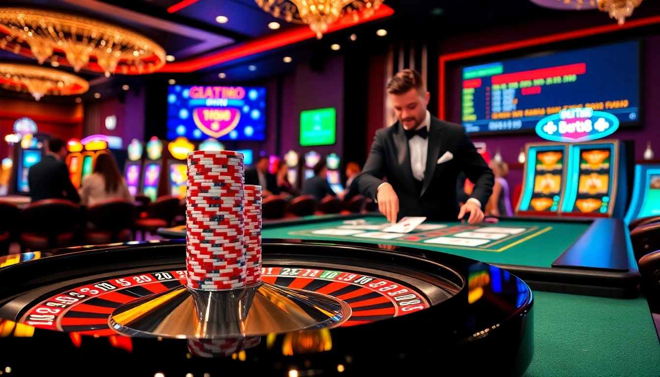Experience the excitement of nhà cái bet88 with an elite casino scene featuring roulette, poker, and vibrant slot machines.