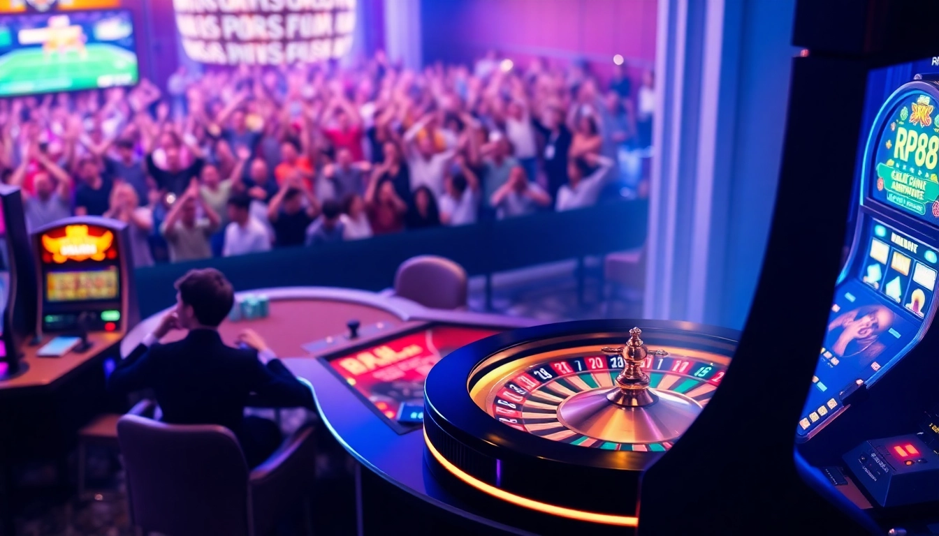 Players enjoying high-stakes action at RR 88's vibrant casino tables and slots.