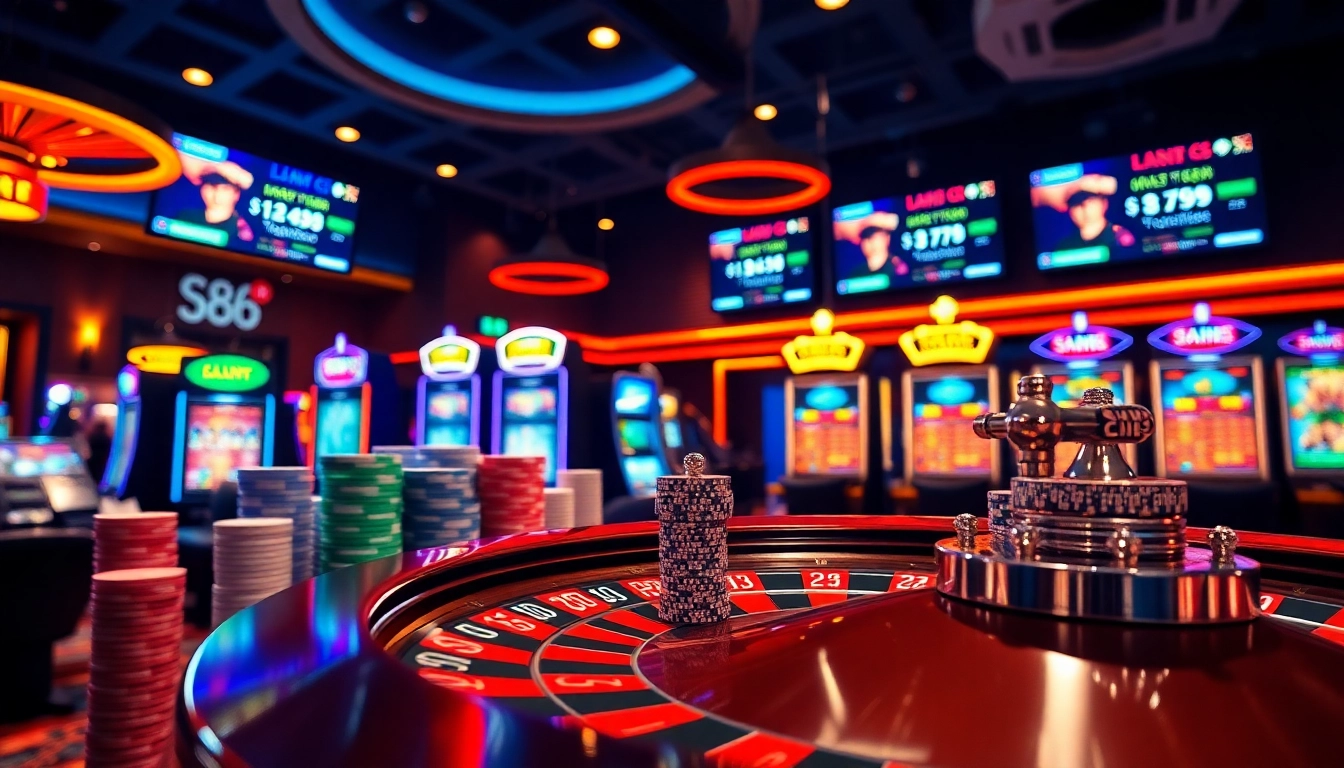 Players enjoying an exciting game at Sam86's online casino with vibrant gaming elements.