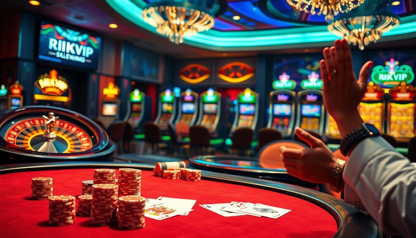 Win exciting poker chips and celebrate at Rik vip's luxurious casino experience.
