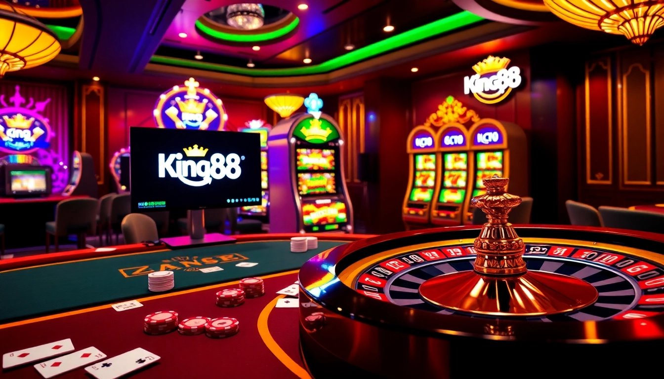Experience the thrill of gambling with King88 in a lively casino atmosphere.