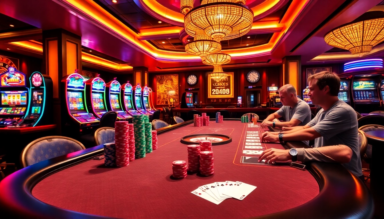 Players enjoying a thrilling poker game at MK8 casino with vibrant chips and card excitement.