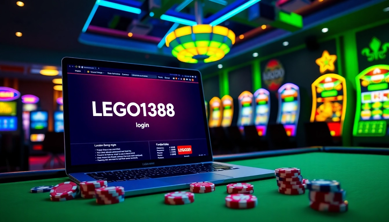 Exciting online gambling interface with lego138 login displayed amid vibrant casino elements.