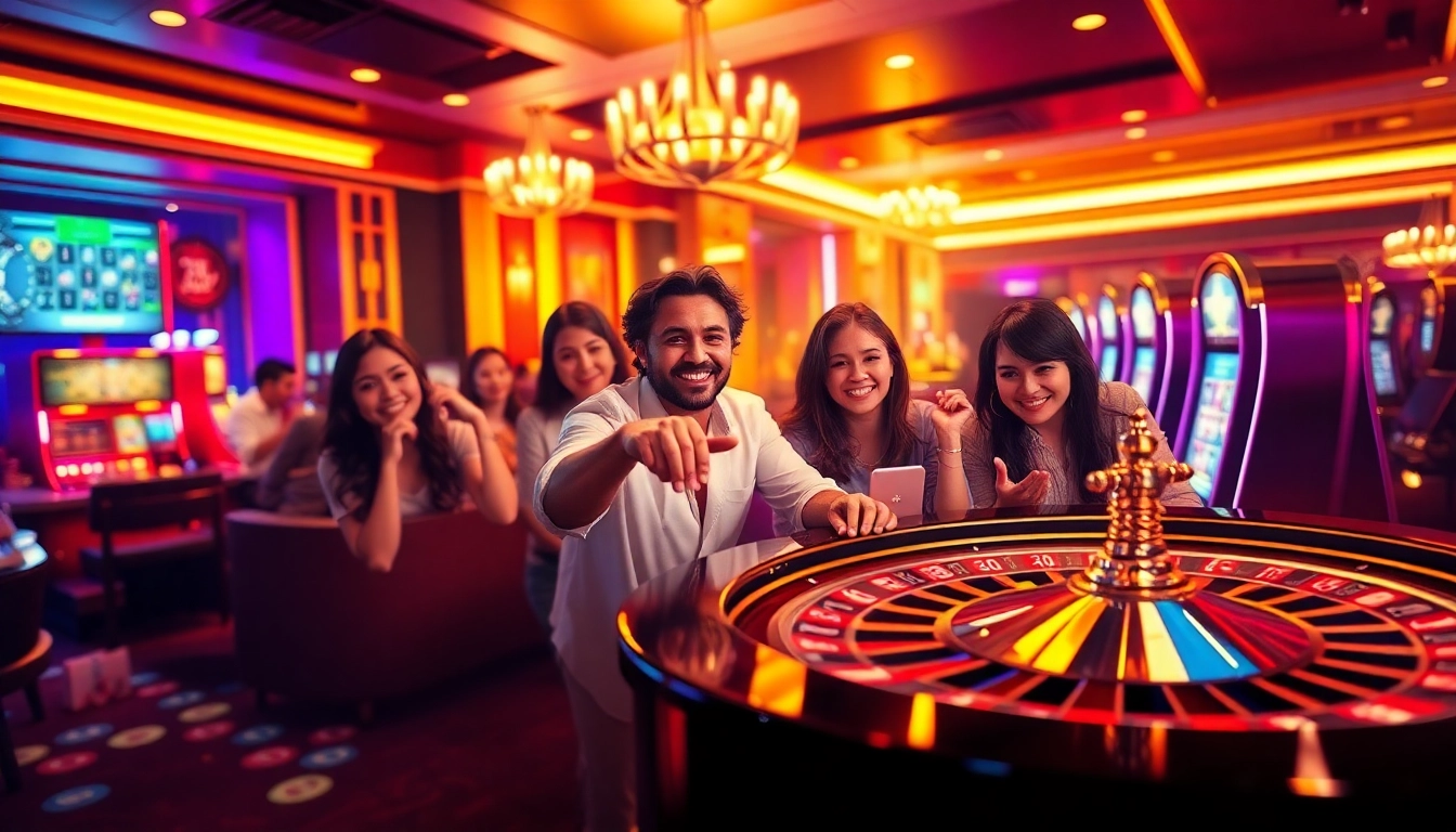 Experience the excitement of Thương Hiệu Cá Cược SC88 with a vibrant casino scene featuring roulette and poker.