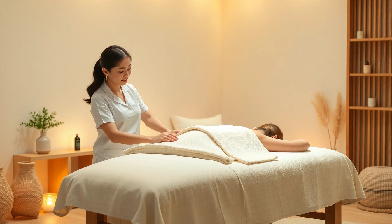 Relaxing 오산출장마사지 session with a skilled therapist in a cozy, serene environment.