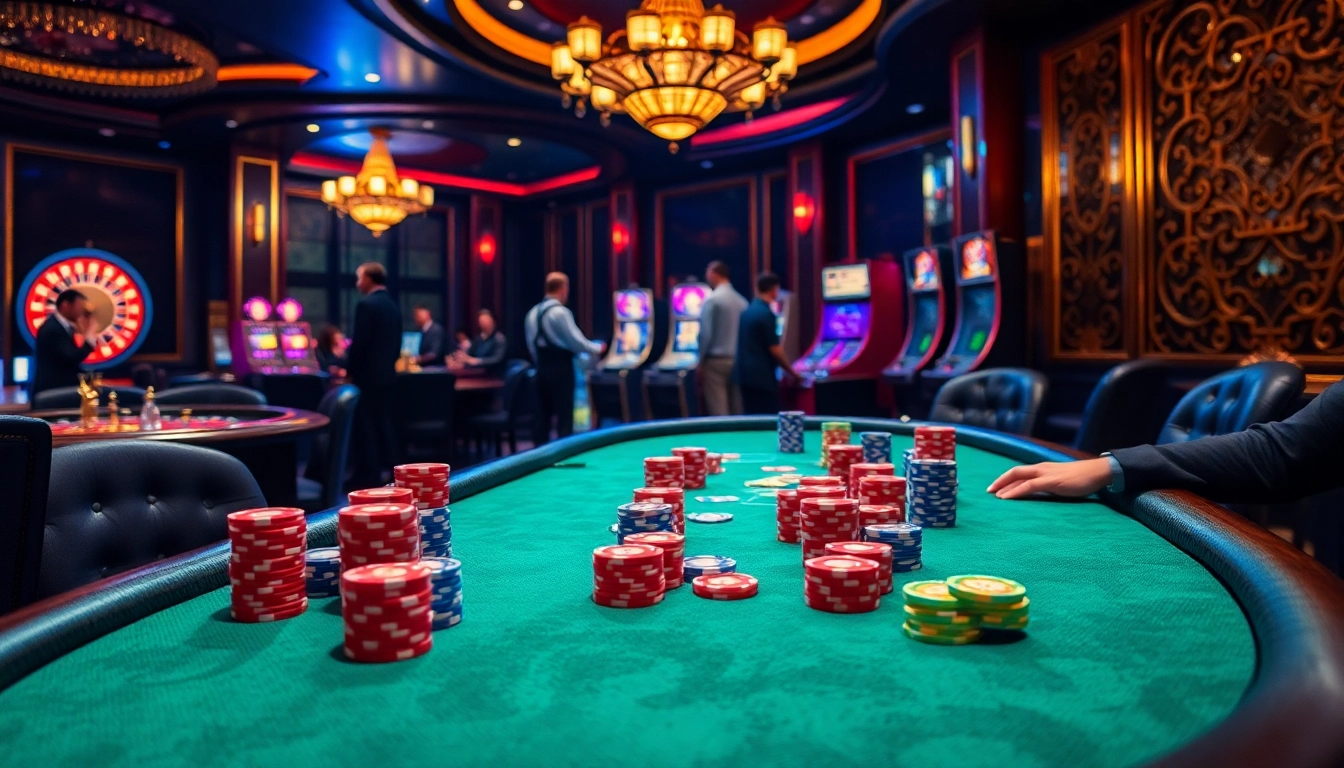 Exciting poker game at https://rr9957.com/ with vibrant colors and luxurious casino atmosphere.