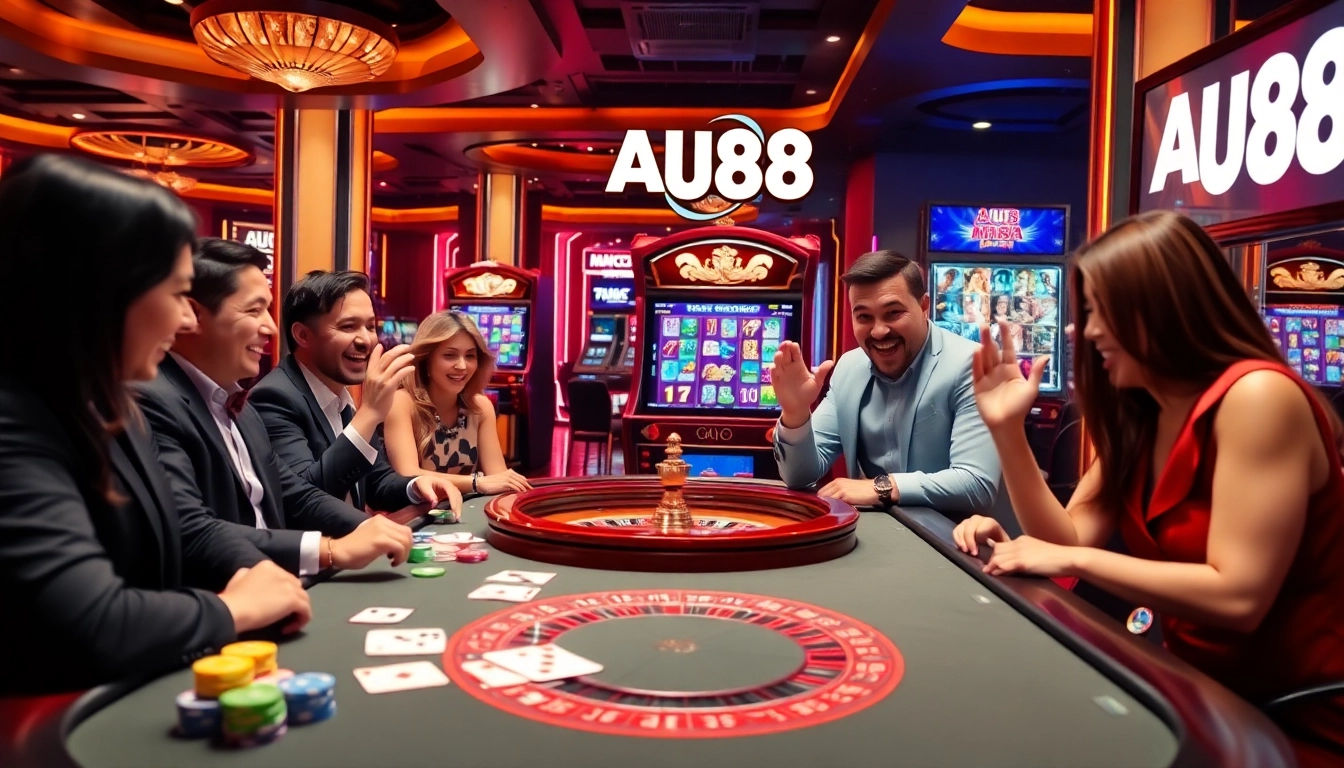 Experience thrilling gameplay at AU88 with colorful casino elements and vibrant excitement.