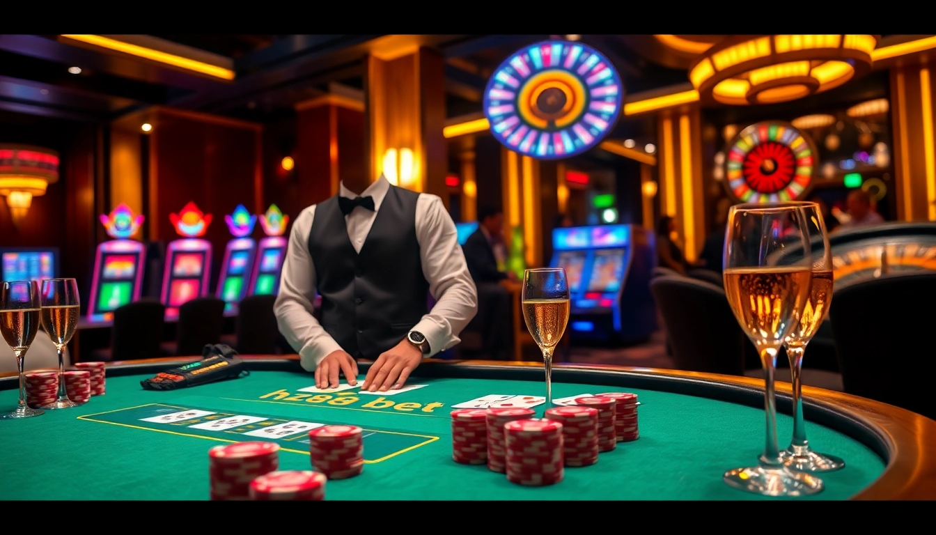 hz88 bet digital interface displaying strategic casino betting with poker chips and cards