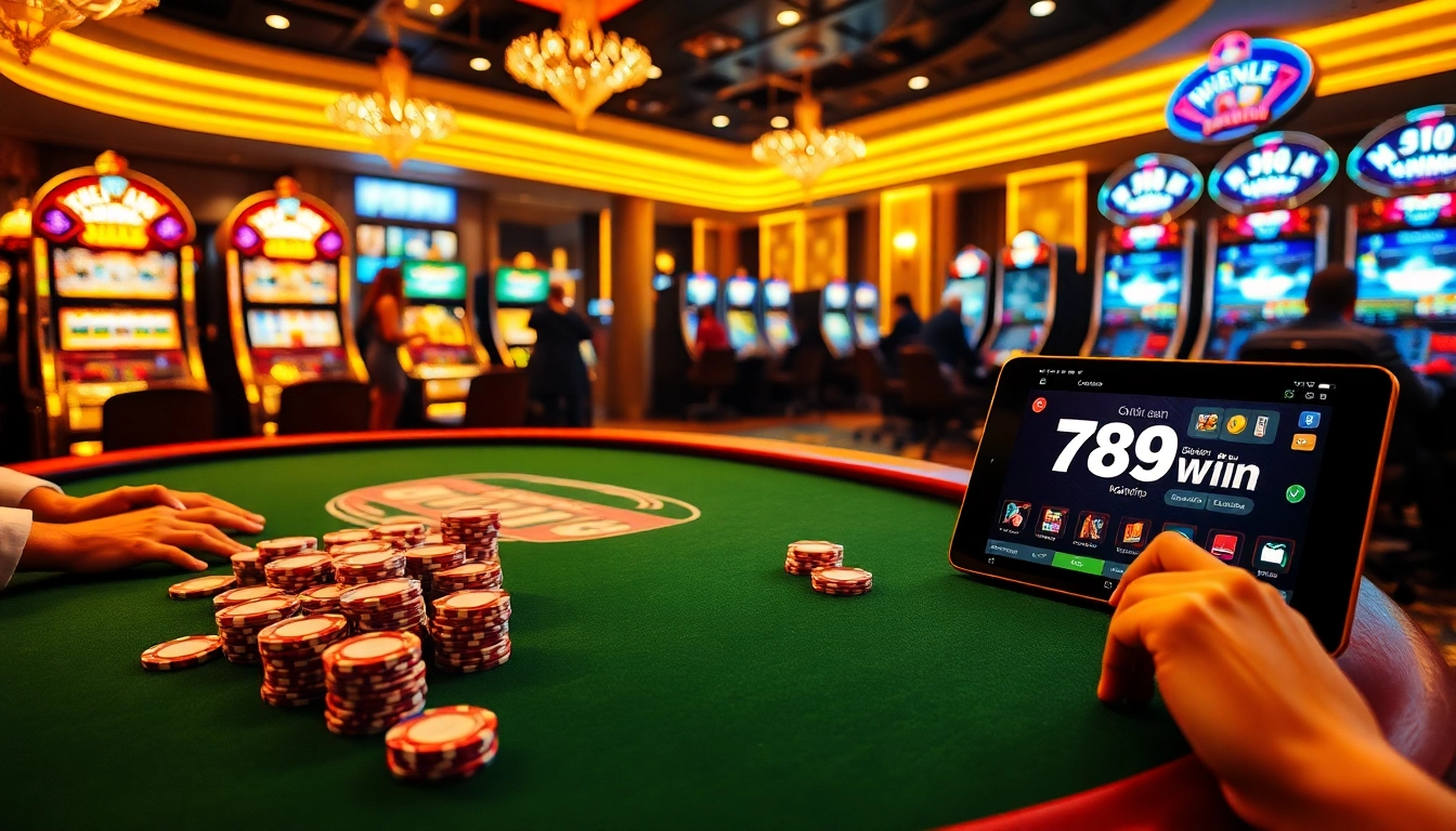 Exciting poker action featuring 789win platform with vibrant casino elements